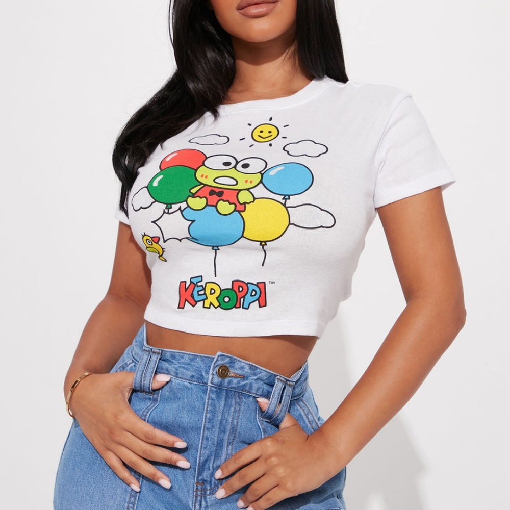 White Kerropi Graphic Fitted Cropped Tee